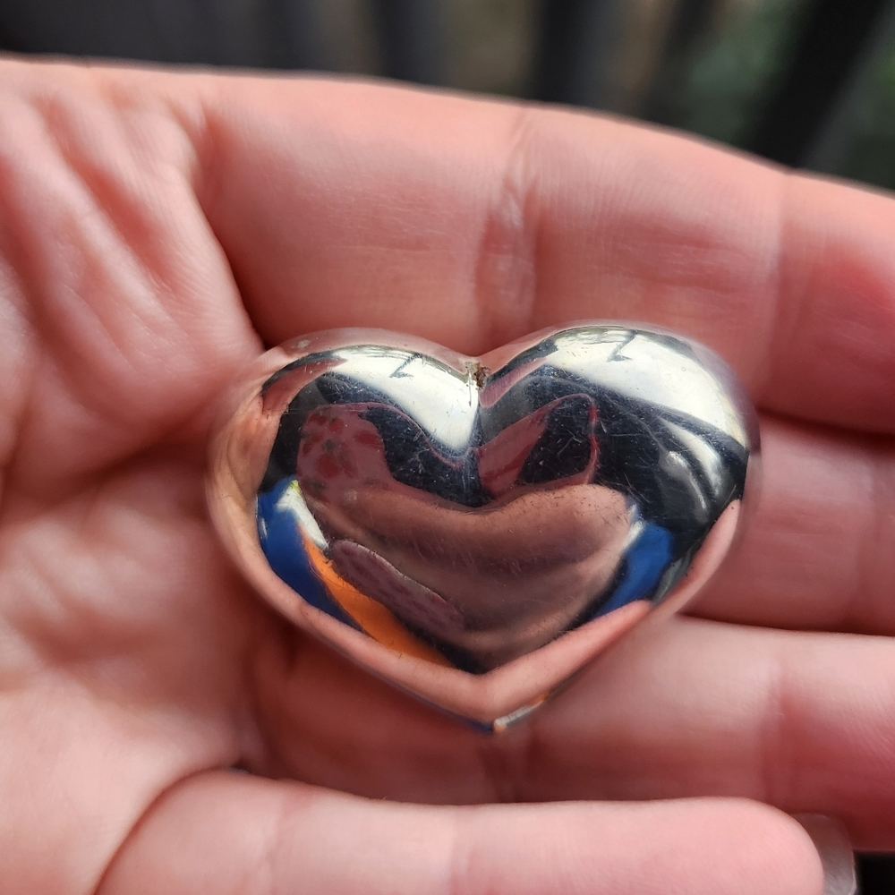 Handmade Sterling Silver 925 Puffy Heart Pendant Charm